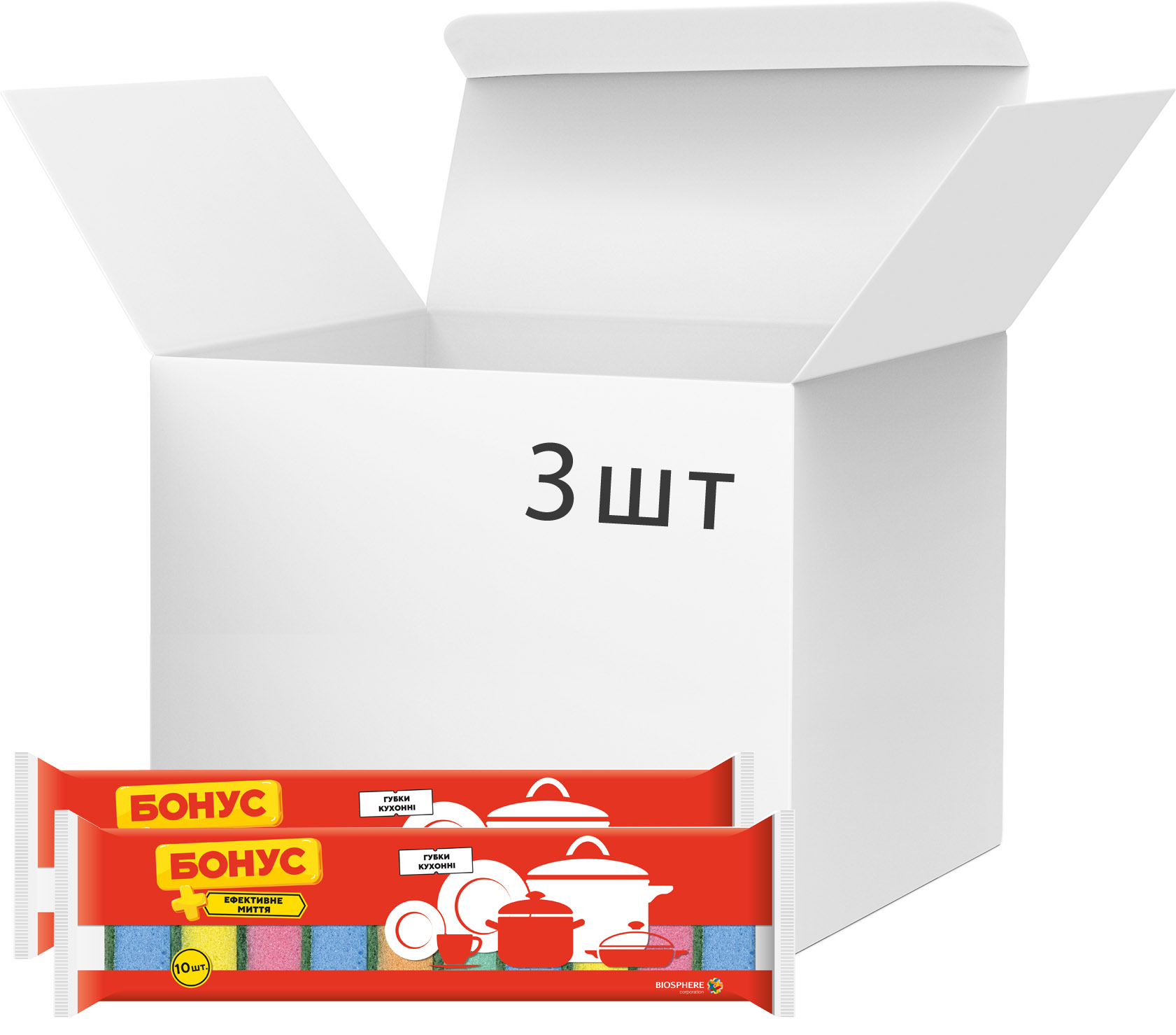 Набір губок кухонних БОНУС Стандарт 10 шт. (15100250)